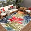 TAPISO Patio Tappeto Salotto Esterno Pelo Corto Design Moderno Motivo Floreale Foglie Palma Effetto 3D Multicolore Sala Camera Terrazza Balcone Outdoor Indoor Oeko-Tex 80 x 150 cm