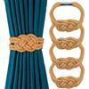 fenghuangwu Confezione da 4 fermatende magnetici in iuta naturale, stile boho rustico, lacci decorativi fermatende per casa e ufficio (arancione brillante)