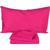 fashion home Pagano Completo Lenzuola Matrimoniali in Puro Cotone 100%, Set Tinta Unita con Federe Cuscini, Anallergico e Antiacaro, Morbido e Resistente, Made in Italy, colore Fucsia