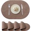 Wanlvhu Set di 4 tovagliette ovali, tovagliette in similpelle per tavolo da pranzo, tovagliette reversibili resistenti al calore, lavabili e cancellabili, per interni ed esterni, da caffè