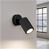 SOLLUX lighting Lampada Da Parete Applique Da Parete In Alluminio 1 Paralume Con Interruttore 8 x 16 x 16 cm GLOOW Nero Lampadina LED 4000K luce bianca fredda inclusa