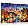 Panther Print Leonid Afremov - Dipinto a olio astratto su tela da parete per soggiorno, decorazione casa, Venice Grand Canal, 91x61cm (36x24in)