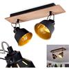 hofstein Lampada da soffitto Safari, lampada da soffitto regolabile in metallo/legno in nero/cromo/marrone scuro/oro, 2 luci, attacco E14, senza lampadina/e, lampada moderna