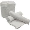 PHP Cestino Joy con 8 Lavette di Cui 4 Spugna e 4 in Tessuto Bianco