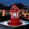 Obelunrp Lampada del faro solare, 21 cm/7,3 pollici 360 ° rotazione Lighthouse Light Outdoor, statue paesaggistica impermeabile da giardino decorazione per il percorso del patio all'aperto (rosso)