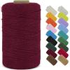 LEREATI Macrame Corda 1mm x 390m Filo Macrame Cordoncino Cotone Corda Colorata, Cordino per Borse Uncinetto, Decorazioni, Arazzo da Parete, Perline, Braccialetti (Vino Rosso)