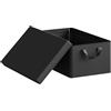 WOLTU Scatola Portaoggetti, Set di 1 Contenitori per Armadio, Scatola con Coperchio Rimovibile, Organizer con Maniglie Pieghevole, in Tessuto, Nero, 48x29x20 cm