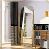 Poeahu Specchio da Terra ad Arco, 180 x 80 Specchio da Parete Grande con Cornice in nero Alluminio, Specchio da Terra da Appoggiare o Appendere per Soggiorno, Camera da Letto, Ingresso, Oro