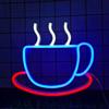 Generic Insegna al neon a forma di tazza da caffè, 26,5 x 23,5 cm, luce al neon a LED, per decorazione della cucina, a batteria, per caffetterie, bar, arte da parete (tazza da caffè blu)