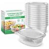 ecodrinks - Set 50 Contenitori Ovali per Alimenti Ermetici - Vaschette Impilabili per Pasta, Frutta e Verdura - Adatti a Frigo e Freezer con Coperchio Salvafreschezza (1500 ml)