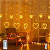 Nexoria Catena luminosa a LED da 3,5 m, a forma di cuore, per San Valentino, decorazione della finestra, con cuore, per interni con telecomando, USB, funzionamento a batteria, per finestre con 8 modalità per