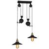 COCOL Lampada a sospensione vintage, Lampadario retrò industriale, COCOL Bar E27 Lampada a sospensione Edison, Lampadario industriale Sospensioni in metallo Stile ruota con onda Retro regolabile-Nero（B）