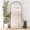 BLSYHDH Specchio da Parete Lungo, Specchio da Terra Appendere con Cornice in Lega di Alluminio e Ganci Specchio a Figura Intera, Per Camera da Letto e Soggiorno (nero, arco 180 x 80 cm)