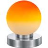 meineWunschleuchte Piccola lampada da tavolo Touch altezza 15 cm sfera di vetro arancione, base argento