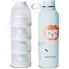 Happymami,Confezione dosatore latte in polvere + thermos da 500 ml, regalo neonato, set di alimentazione per il tuo bambino, senza BPA, superficie interna antiaderente (Menta morbida) (anpassbar)