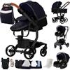 Dziranam Trio Passeggino Pieghevole, Altezza Regolabile, Vista Panoramica, Blu | Design innovativo, solido e sicuro. Include borsa mamma e marsupio inclusi nel set