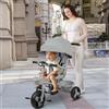 HUOLE Passeggino triciclo a pedale4 in 1, triciclo per bambini evolutivo, passeggino triciclo a pedale, e parasole pieghevole rimovibile e asta genitoriale regolabile, 100 x 75 x 50 cm, grigio
