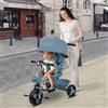 HUOLE Triciclo bambini fino 25 kg, Passeggino con Maniglione regolabile, Bici, Sedile girevole Fronte Mamma e Strada, Cappottina pieghevole, Ruota libera,100 * 75 * 50 cm - Blu