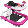 HUOLE Girello Bambino Primi Passi per Bambini da 6 Mesi a 15 kg, Regolabile in Altezza, girello pieghevole per bambini con vassoio di gioco interattivo con suoni, 70 * 56 * 42cm - Rosso