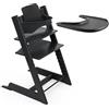 Stokke Seggiolone Stokke Tripp Trapp (Nero) con Vassoio - Include Sedia, Baby Set 2 per Bambini da 6 a 36 Mesi - Regolabile, Ergonomico e Facile da Pulire