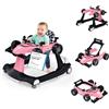 COSTWAY Girello per Bambini 4 in 1, Girello Pieghevole con Altezza e Velocità Regolabili, Carillon con Luci, Volante, Primi Passi per Bambini 6-18 Mesi, Portata 12 kg (Rosa)