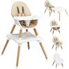 COSTWAY 4 in 1 Seggiolone Pappa, Seggiolone Evolutivo per Neonati Convertibile, con Cintura di Sicurezza, Vassoio Rimovibile, per Bambini 6-36 Mesi (Sabbia)