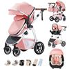 Kakbgee Passeggino Combinato 3-in-1 Urbano Con Seggiolino Auto ECE R129, Regolabile in Altezza, Telaio in Alluminio Morbido Convertibile, per Neonati 0-4 Anni