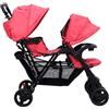 Kavolet Passeggino gemello in acciaio e tessuto Oxford con parapioggia, passeggino pieghevole da viaggio, per neonati e bambini piccoli, rosso e nero, 122,5 x 53,5 x 111 cm