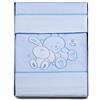 Pekitas - Set di 3 lenzuola sottili per culla da 50 x 80 cm, 100% cotone, realizzate in Portogallo (lenzuolo + federa cuscino + lenzuolo con angoli) Amici - blu