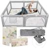MS Parco XXL + tappeto da gioco per bambini 180 x 200 cm - doppio lato, tappetino molto imbottito (1 cm spesso), parco molto grande -pieghevole e con borsa per il trasporto