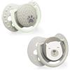 LOVI Ciuccio 0-2 Mesi, Succhietti Bimba con Tettarella in Silicone, Suggerimento dinamico, Collezione Buddy Bear, 2 pezzi, Grigio