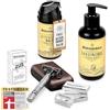Störtebekker Shaving Accessories Störtebekker® Premium Rise 'N Shine Shaving Set - Set da barba da uomo - con rasoio con custodia e 10 lame, gel da barba, balsamo dopo shave e pietra di allume, set da uomo (Argento - Caffè)