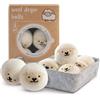 DAWNYIELD 6 Pz Palline di Lana per Asciugatrice con Scatola Portaoggetti | 100% Lana Naturale, Design Carino Animaletti, Riduce i Tempi di Asciugatura, Addolcisce il Bucato, Bianco
