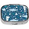 QHUCBAEG Sorridente squalo animali marini pesci oceanici stelle marine blu, portapillole quadrato portapillole per tasca o borsa piccolo contenitore per pillole organizer per pillole da viaggio