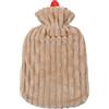 HW CASA Borsa Acqua Calda con Copertura Peluche - Morbida Copertura Premium - 2 L Grande Capienza - Boule Acqua Calda per Alleviare il Dolore, Schiena, Collo e Spalle e Calde Notti (Beige)