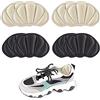 QASIMOF 4 paia di inserti per tallone, cuscinetti per tallone, cuscinetti per scarpe troppo grandi, autoadesivi per tallone, scarpe sportive per uomini e donne (beige+nero)