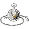 SUPBRO Orologio da tasca da uomo meccanico di numeri romani antico con catena aquila