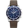 Roamer Nautic Chrono 100 - Orologio da polso uomo al quarzo sportivo cinturino in pelle marrone cassa in acciaio inox display analogico blu - 862837-41-45-02