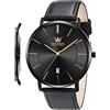 OLEVS Mens Wrist Watches Ultra Thin 6.5mm Minimalist Business Dress Waterproof & Date & Leather Strap Slim Watches for Men