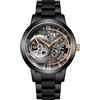 OBLVLO Retro Sport Uomini Scheletro Orologio Automatico Cinturino Meccanico In Pelle Di Vitello Cristallo Minerale Impermeabile Quadrante 45mm VM