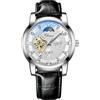 DAXIAOYU Orologio da uomo di lusso meccanico a carica automatica Tourbillon scheletro impermeabile da uomo orologi da polso da uomo orologio da polso maschile, Argento, Lusso