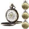 TREEWETO Orologio da tasca da uomo con incisione personalizzata, orologio da tasca con catena, classico vintage, regalo meccanico, regalo per matrimonio, testimone dello sposo, migliore uomo