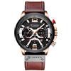 CURREN Orologi da uomo, al quarzo, analogico, calendario, orologio da polso da uomo, alla moda, impermeabile, con cinturino in pelle, marrone, cronografo, movimento al quarzo
