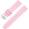 ROUREOX Cinturino in Gomma 20mm Accessorio Polso di Ricambio per Uomo per Rolex GMT Oyster Yacht-Master-Fibbia Rosa + Argento