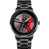 MASTOP Orologio da polso da uomo creativo 3D rotante ruota auto orologio da polso cerchio mozzo design moda quarzo elegante orologio da polso con cinturino in acciaio inox regalo per gli appassionati di auto