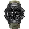XHJL Orologio Da Polso Digitale,Orologi Tattico Militare Sportivi Di Emergenza Unisex Con Paracord/Fischietto/Accendifuoco/Raschietto/Bussola E Termometro,Attrezzatura Da Esterno 6 in 1 (Green)