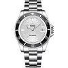 DAXIAOYU Orologio meccanico da uomo automatico a carica manuale orologio da polso da uomo d'affari 20 mm cinturino in acciaio inox orologi militari, bianco, Bracciale