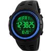SKMEI Orologio da uomo, stile militare, sportivo, rotondo, digitale, con luce LED impermeabile, cronometro, conto alla rovescia, data, allarmi, cronografo, Grande, Moda