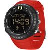 BIEWO Orologio sportivo digitale da uomo, impermeabile, militare, con retroilluminazione a LED, cronometro, sveglia, Rosso, Cinturino