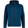 CMP - Giacca in Knit-Tech da Uomo con Cappuccio Fisso, Bluesteel-Antracite, 56